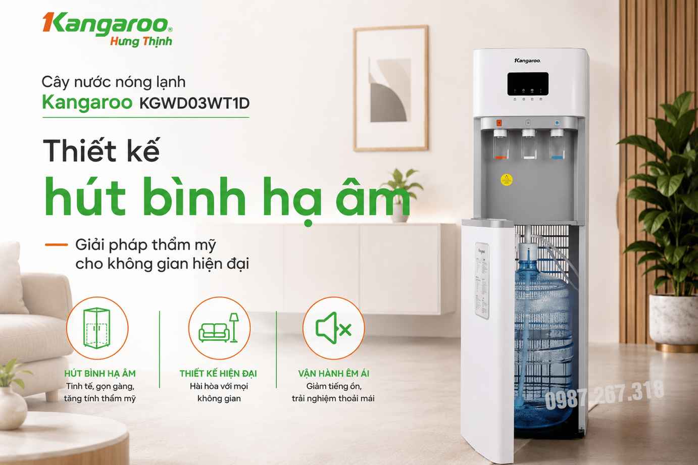 Cây nước nóng lạnh Kangaroo KGWD03WT1D